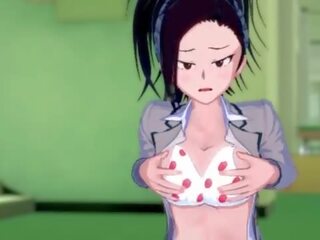 Glorious Yaoyorozu Play With Her Big Natural Boobs - My Hero Academia