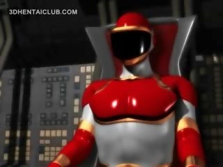 Big boobed anime hero super hot in tight costume