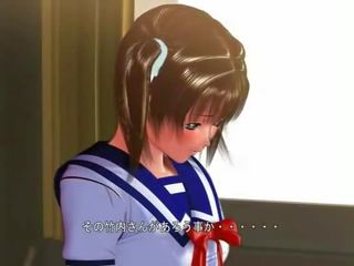 Sjenert 3d anime skolejente vis pupper