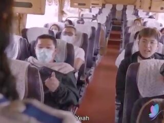 Sucio presilla tour autobús con pechugona asiática ramera original china av sucio película con inglés sub