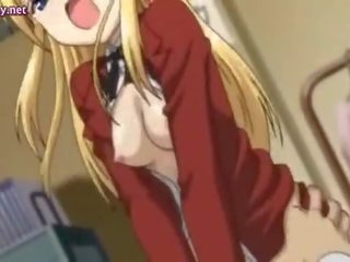 Blonde anime girl enjoys big hammer